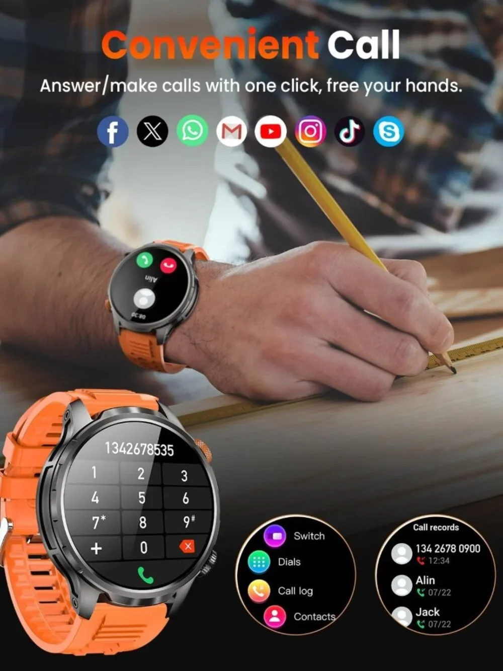 Military Smart Watch for Men, 1.91'' Fitness Tracker, 100+ Sport Modes